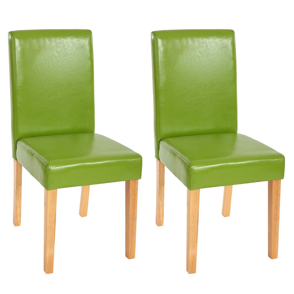 Mendler - Lot de 2 chaises de séjour Littau, simili-cuir, vert, pieds clairs - Chaises