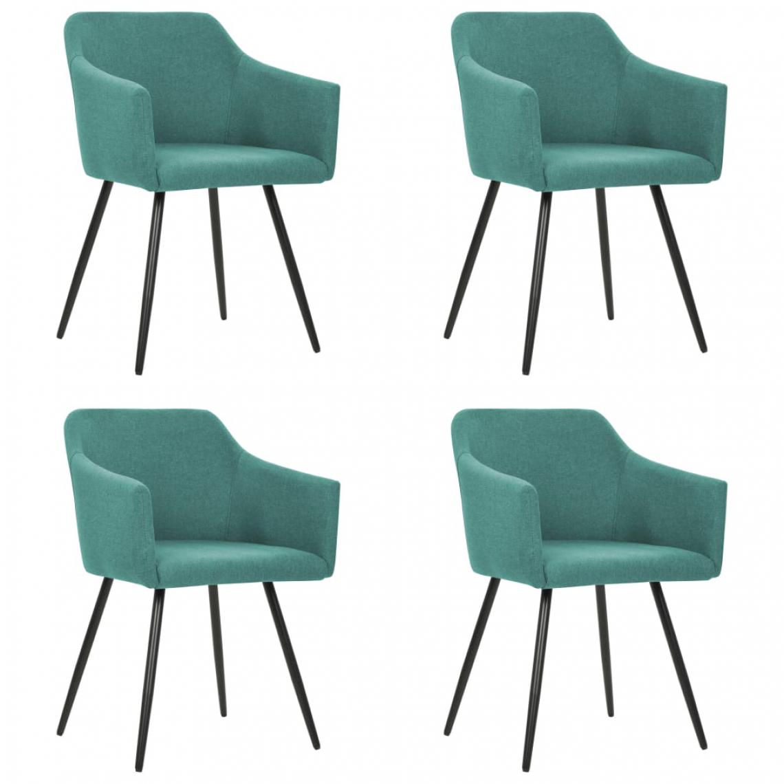 Icaverne - Stylé Fauteuils et chaises categorie Quito Chaises de salle à manger 4 pcs Vert Tissu - Chaises