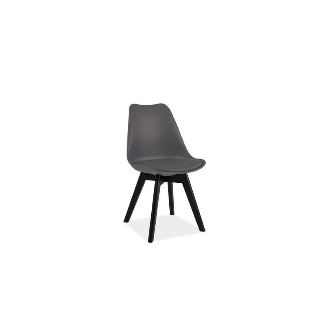 Hucoco - KRIK | Chaise style scandinave salle à manger salon bureau | 83x49x43 cm | PP + similicuir + bois | Chaise moderne - Gris - Chaises