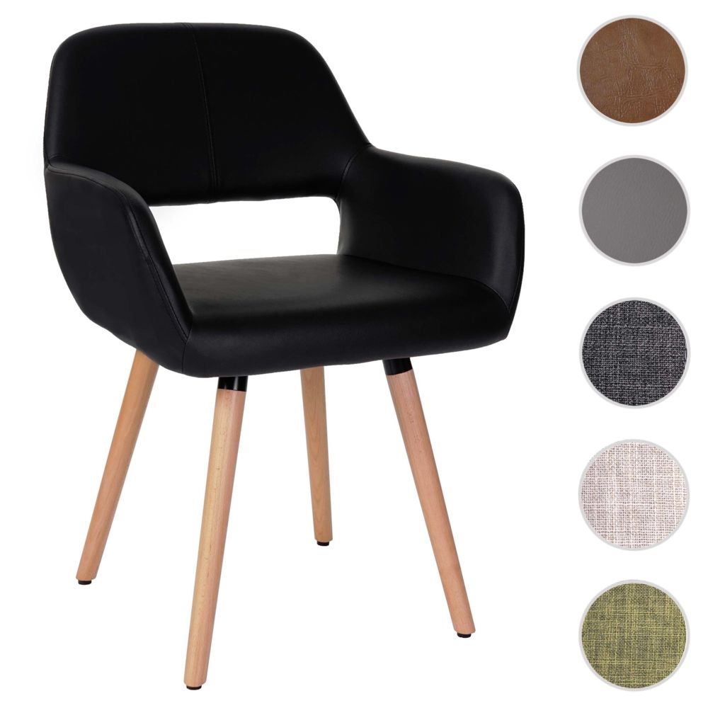 Mendler - Chaise de salle à manger Altena II, fauteuil, design rétro des années 50 ~ similicuir, noir - Chaises
