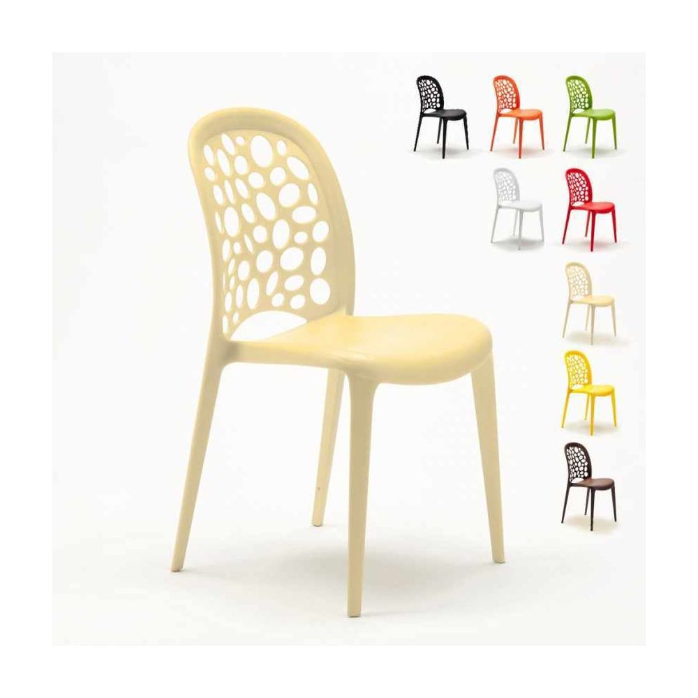 Ahd Amazing Home Design - Chaise salle à manger café bar restaurant jardin polypropylène empilable Design WEDDING Holes Messina, Couleur: Beige - Chaises
