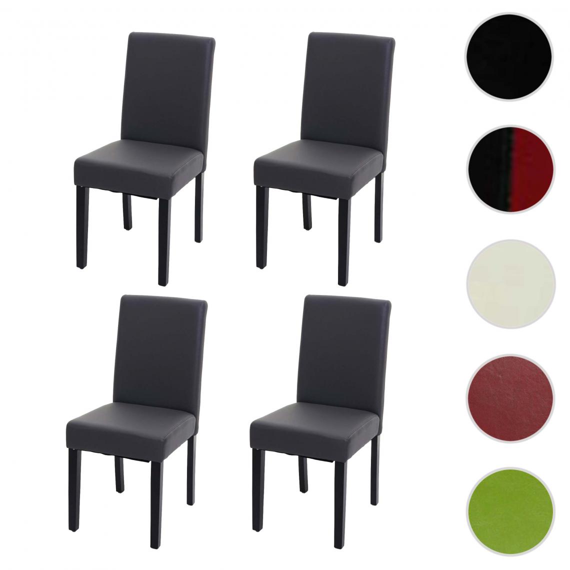 Mendler - 4x chaise de salle à manger chaise de cuisine Littau ~ similicuir, gris mat, pieds foncés - Chaises