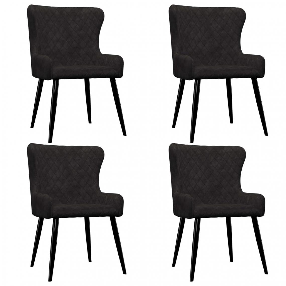 Chunhelife - Chaises de salle à manger 4 pcs Noir Velours - Chaises