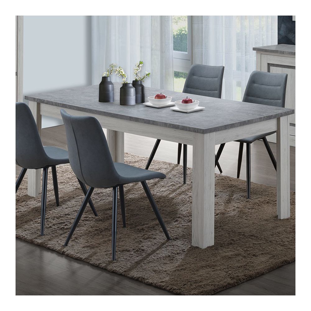 Nouvomeuble - Table 170 cm couleur chêne clair et gris EMRIC - Tables à manger