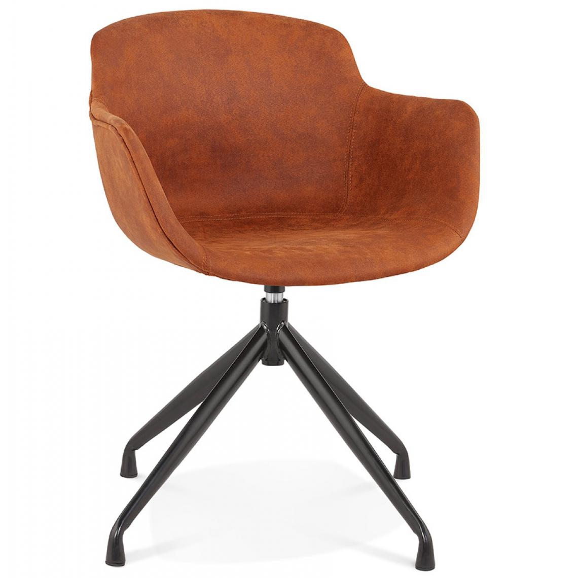 Alterego - Chaise design avec accoudoirs 'SOUND' en microfibre brune - Chaises