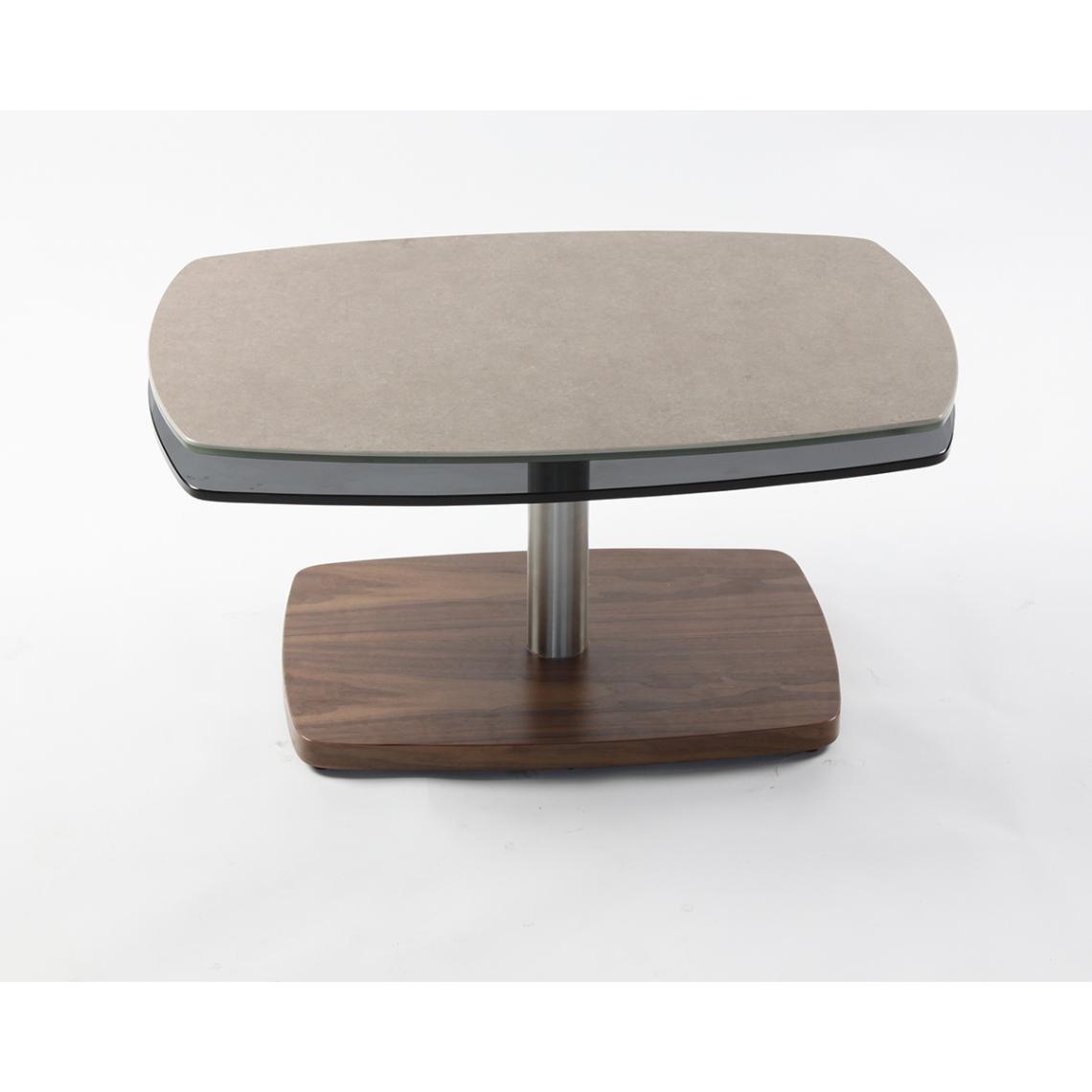 Pegane - Table basse en acier / céramique coloris gris pierre - Longueur 116 x Largeur 50 x hauteur 41 cm - Tables basses