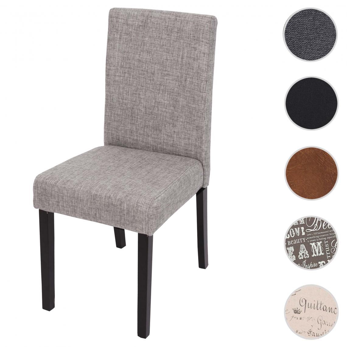 Mendler - Chaise de salle à manger Littau, chaise de cuisine, tissu/textile ~ gris, pieds foncés - Chaises