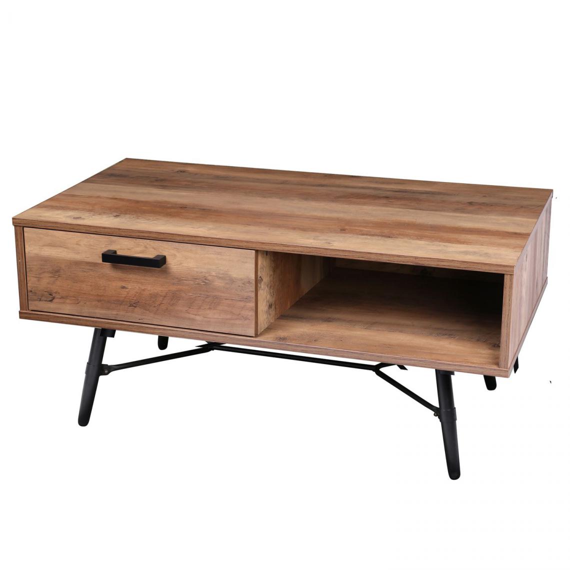 Urban Living - Table basse design bois et métal Hampton - L. 110 x H. 49 cm - Noir - Tables basses