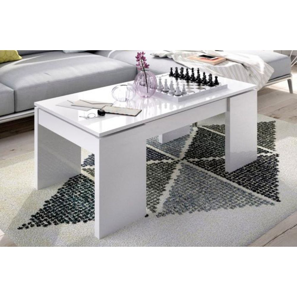 Pegane - Table basse coloris blanc brillant - Dim : 50 x 100 x 43 cm -PEGANE- - Tables basses