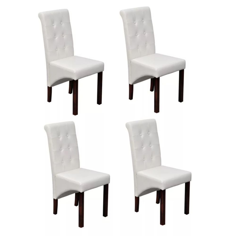 marque generique - Icaverne - Chaises de cuisine et de salle à manger gamme Chaise antique simili cuir blanc (lot de 4) - Chaises