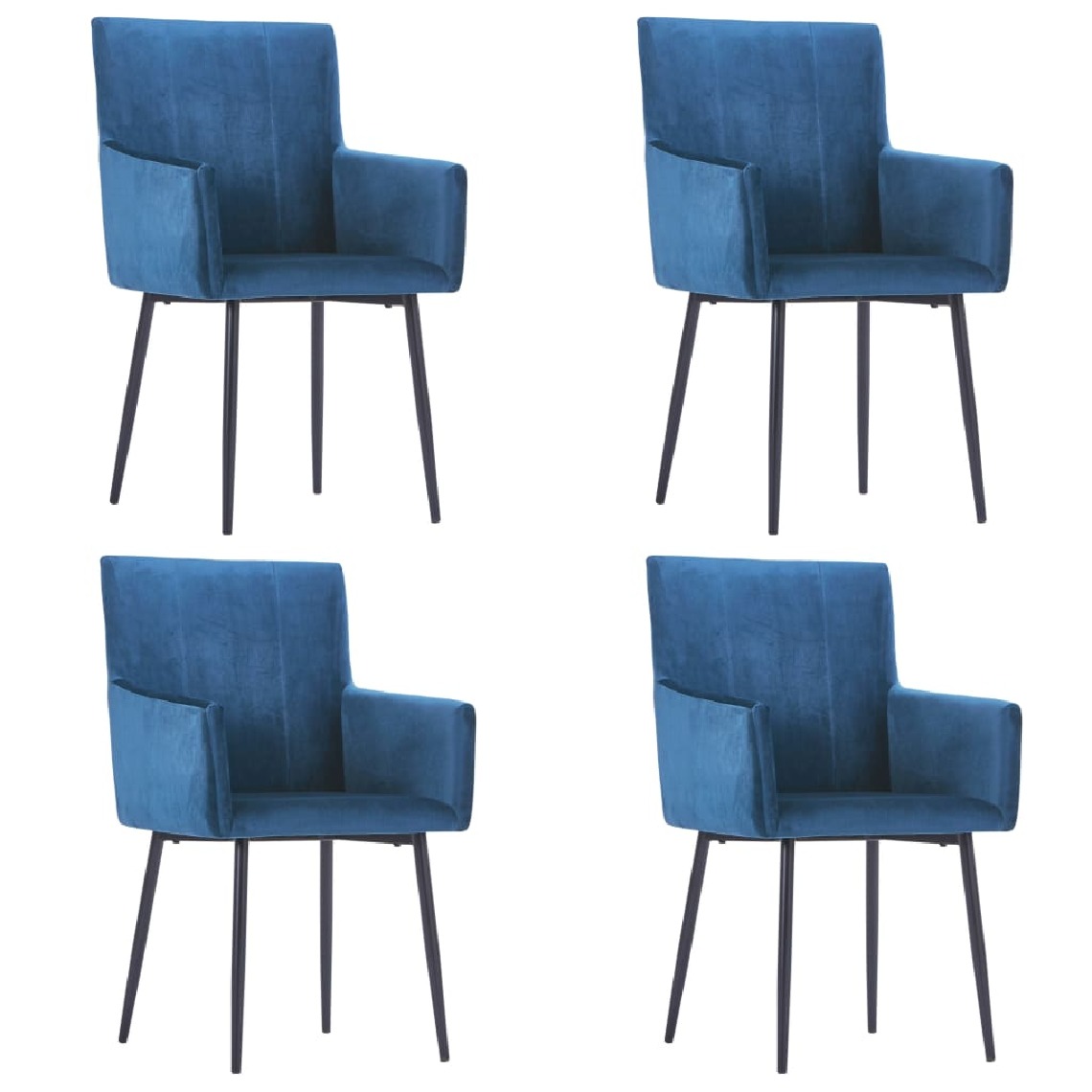 Chunhelife - Chunhelife Chaises de salle à manger avec accoudoirs 4 pcs Bleu Velours - Chaises