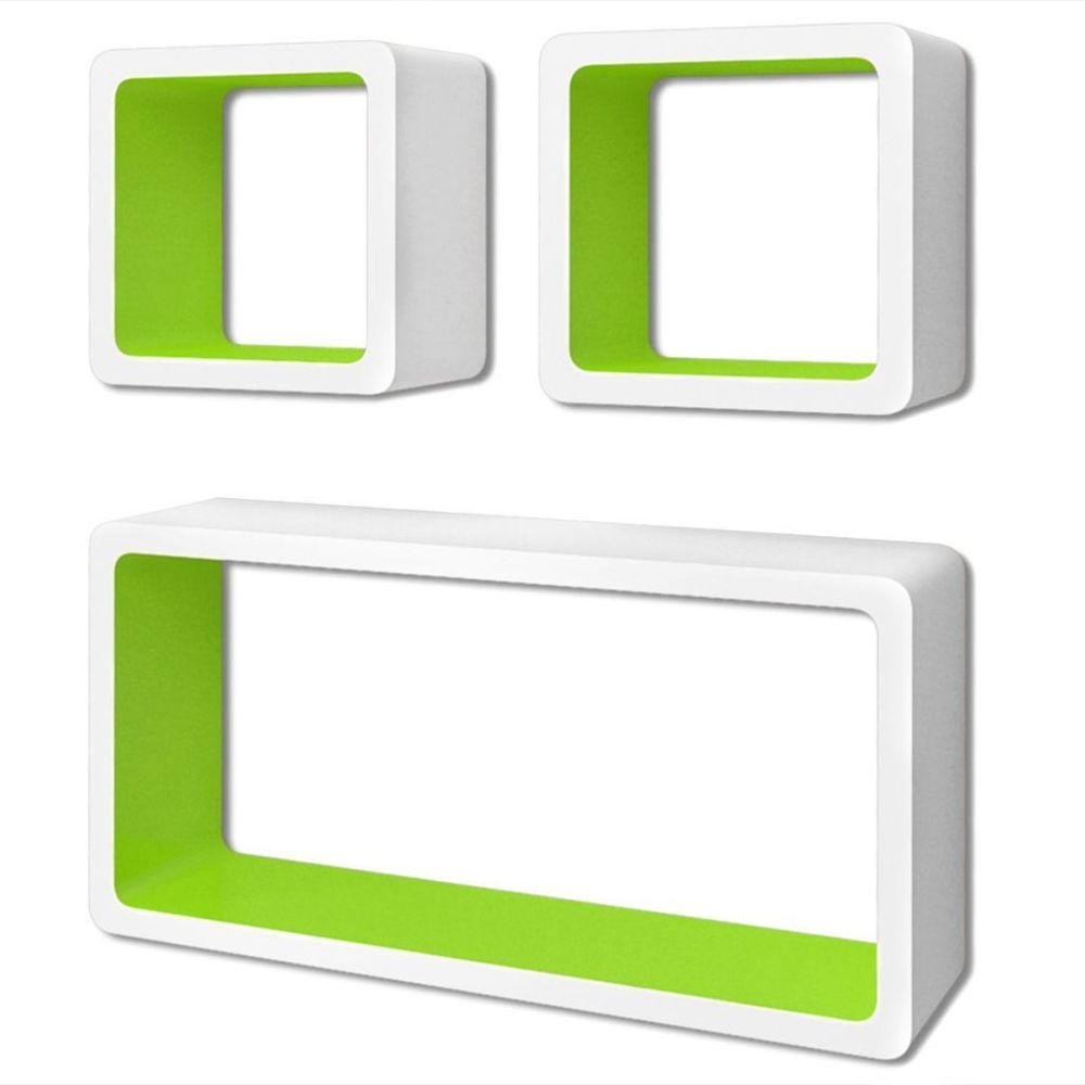 Helloshop26 - Étagère armoire meuble design 3 cubes murales et en mdf blanc-vert pour dvd/livres 2702092/2 - Etagères