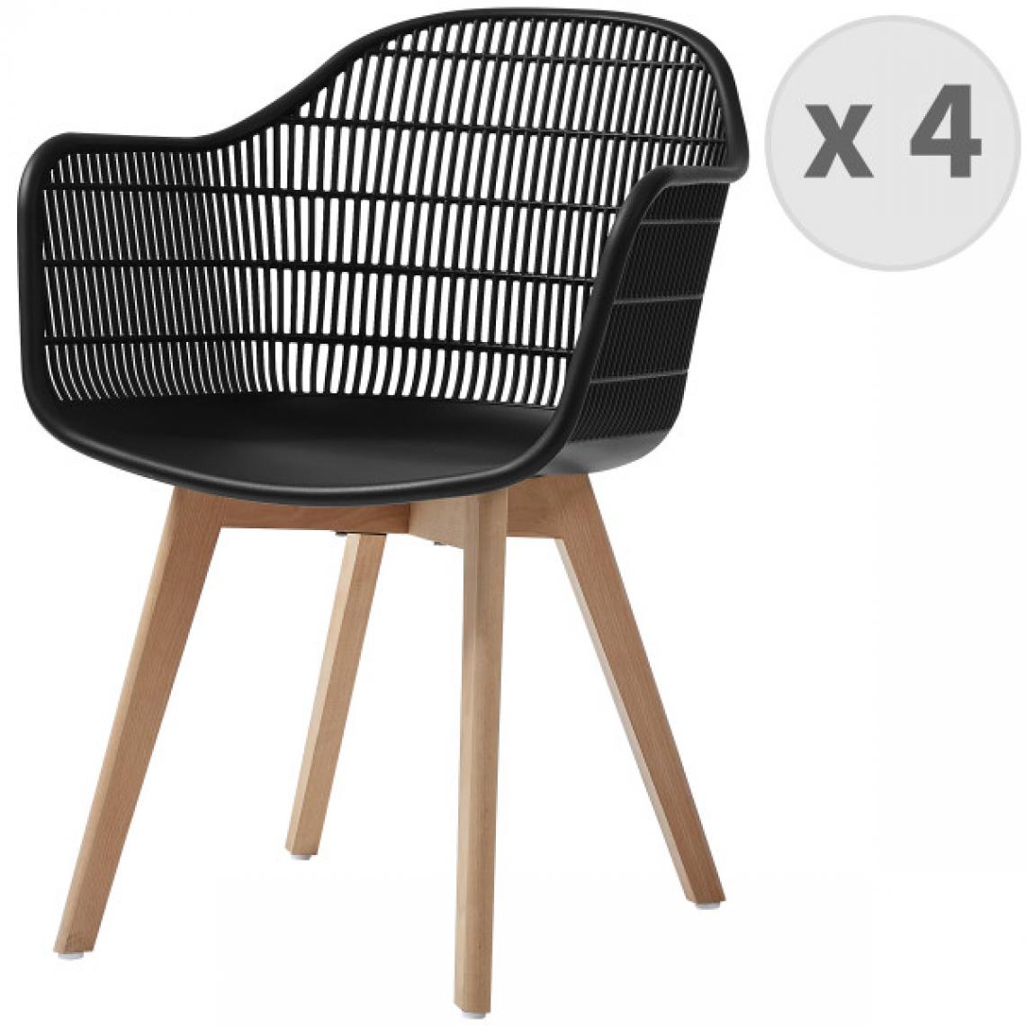 Moloo - MERIDA-Chaise scandinave noir pieds hêtre (x4) - Chaises