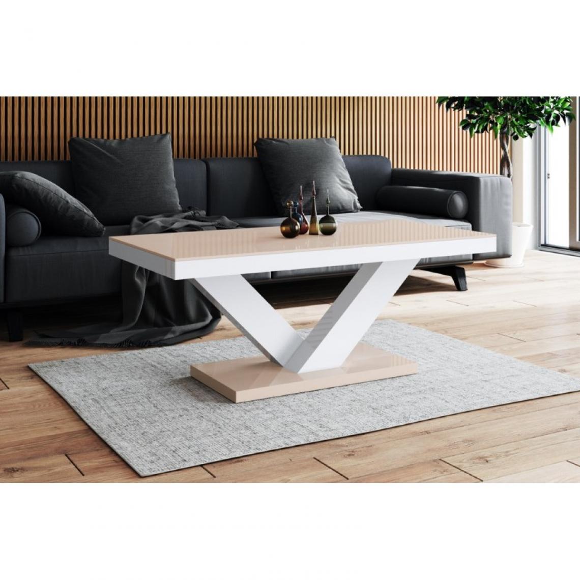 Carellia - Table basse design 120 cm x 60 cm x 49 cm - Cappuccino - Tables basses
