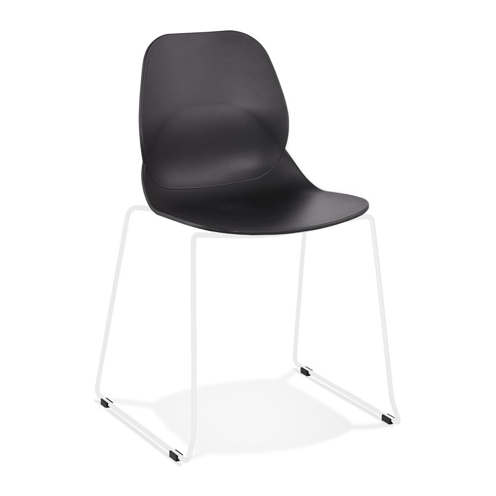 Alterego - Chaise design 'NUMERIK' noire avec pieds en métal blanc - Chaises