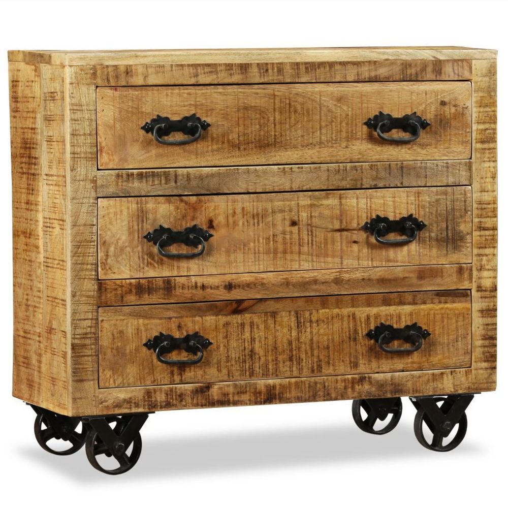 Helloshop26 - Buffet bahut armoire console meuble de rangement avec 3 tiroirs bois de manguier brut 4402080 - Consoles