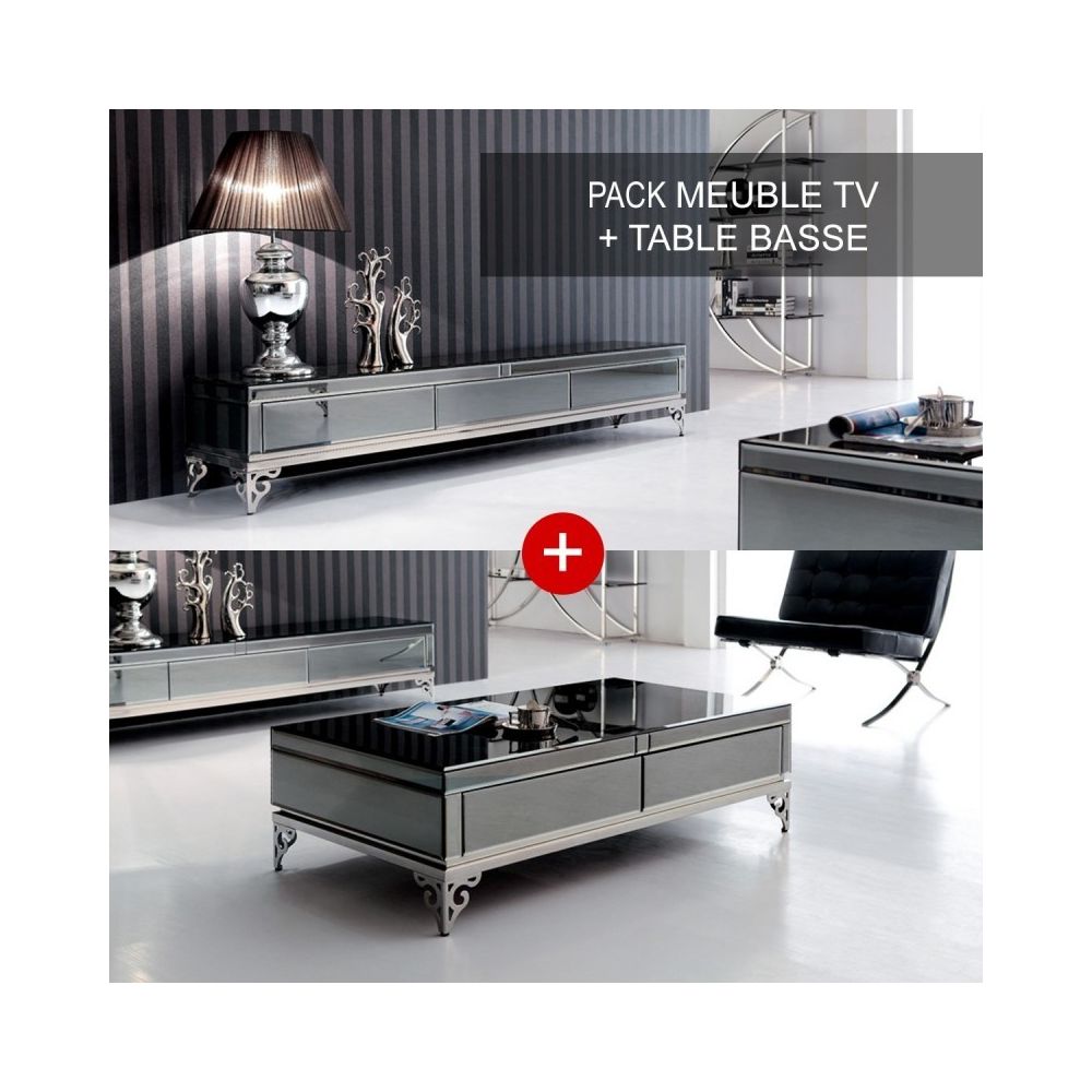 Meubler Design - Ensemble meuble télé et table basse Elégante - Meubles TV, Hi-Fi
