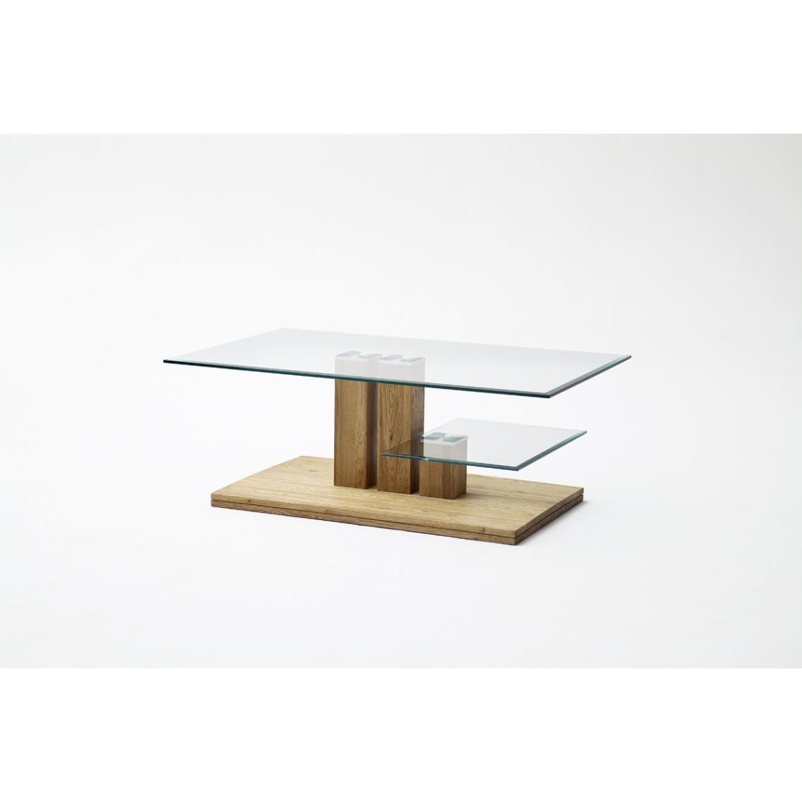 Pegane - Table basse en chêne noueux et verre - L110 x L40 x H70 cm - Tables basses