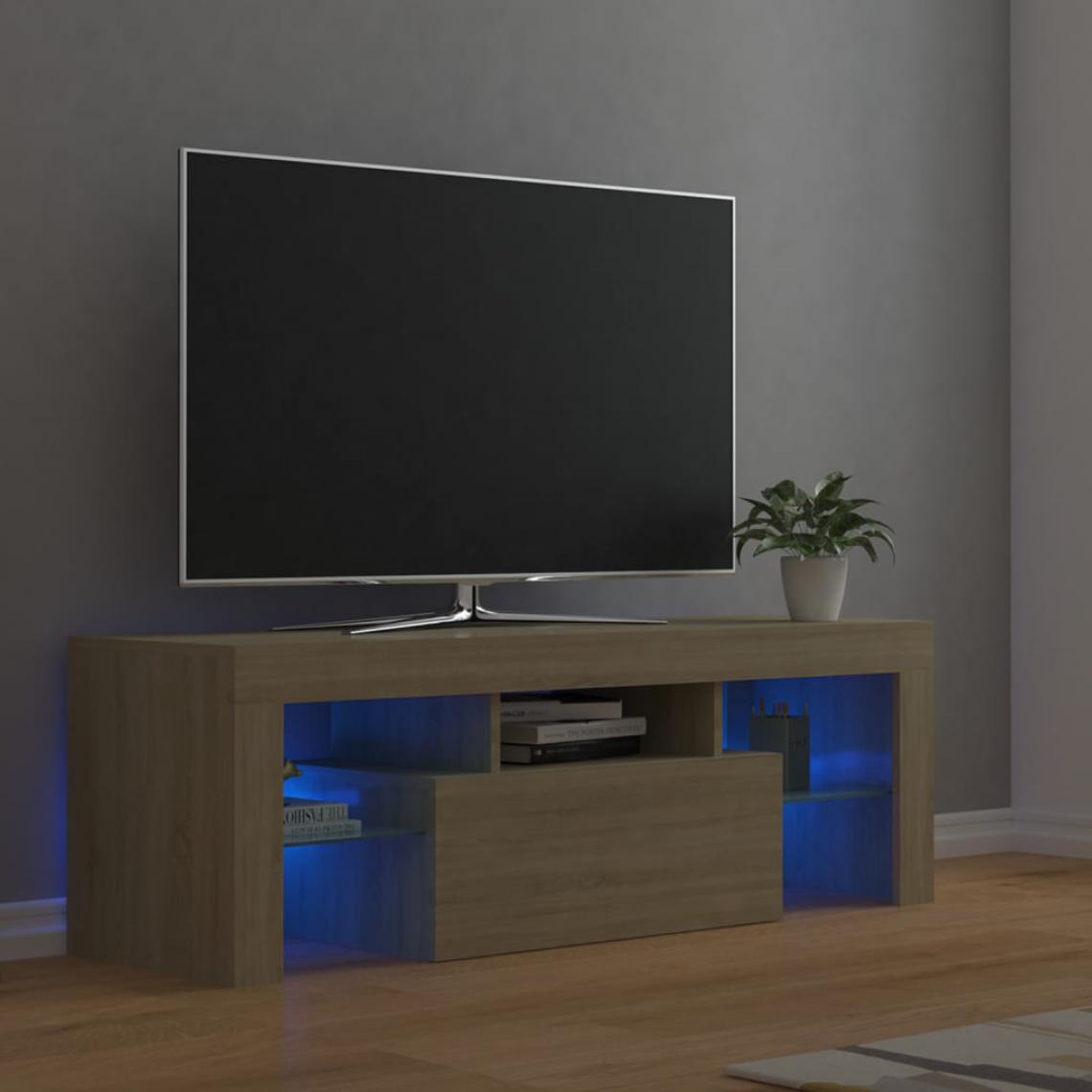 Vidaxl - vidaXL Meuble TV avec lumières LED Chêne sonoma 120x35x40 cm - Meubles TV, Hi-Fi