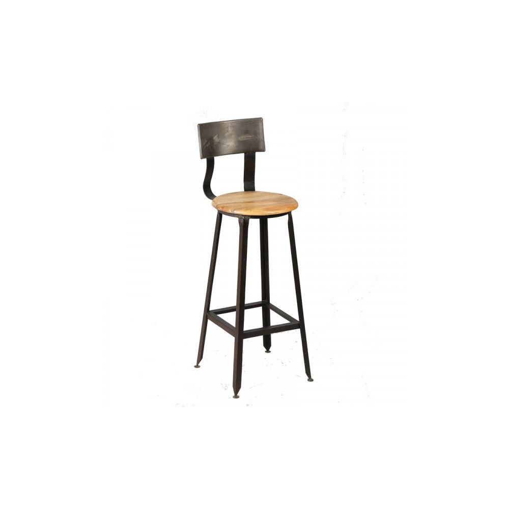 Dansmamaison - Chaise de bar Métal/Bois - KAJ - L 34,5 x l 39 x H 104 cm - Chaises