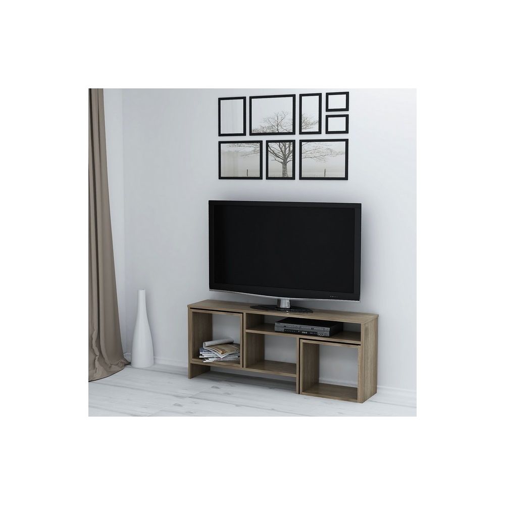 Homemania - HOMEMANIA Kasa Meuble TV avec table basse, portes, étagères - pour le salon -Noix en Bois, 141 x 29,5 x 57cm, - Meubles TV, Hi-Fi