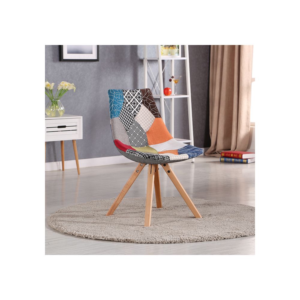 Designetsamaison - Chaise scandinave patchwork - Minsk - Chaises