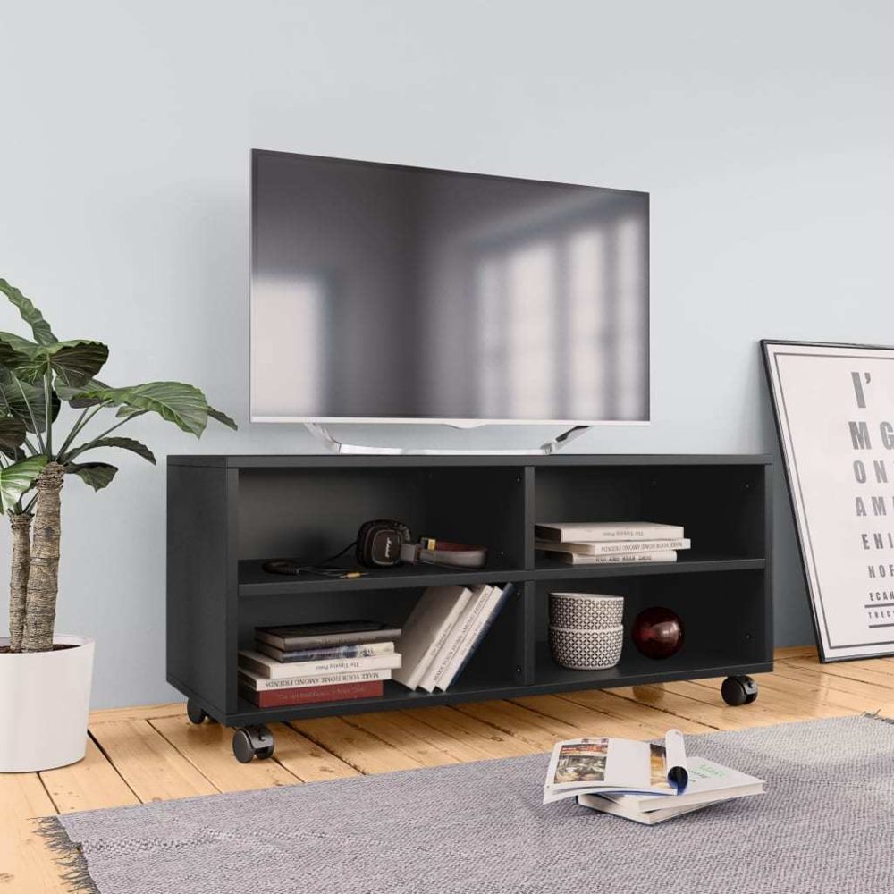 Uco - UCO Meuble TV avec roulettes Noir 90 x 35 x 35 cm Aggloméré - Meubles TV, Hi-Fi