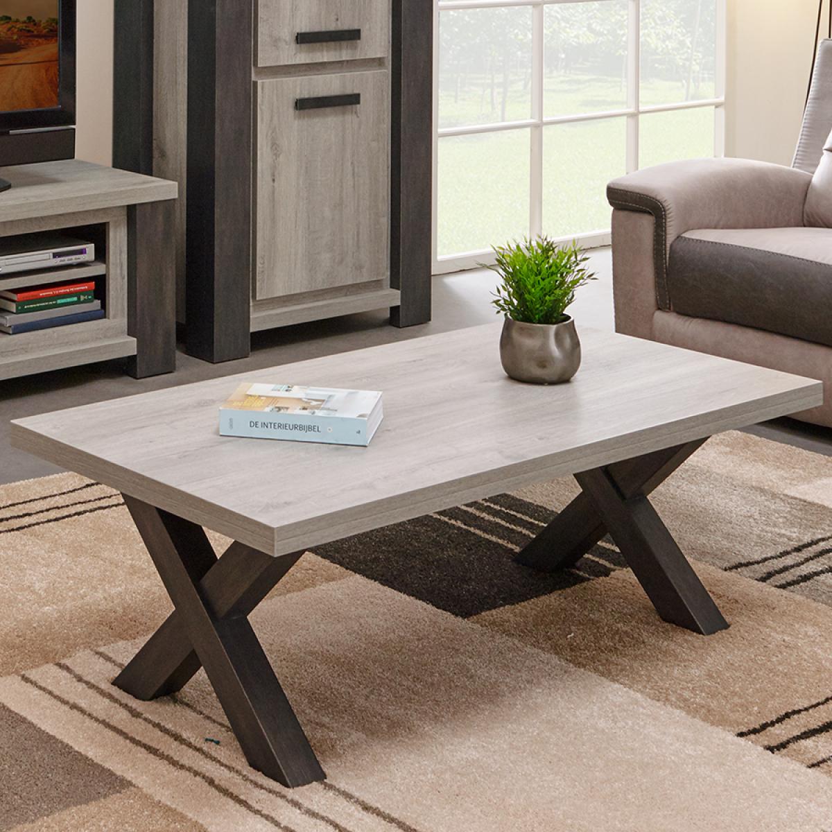 Nouvomeuble - Table de salon couleur bois gris contemporaine MATHEIS - Tables basses