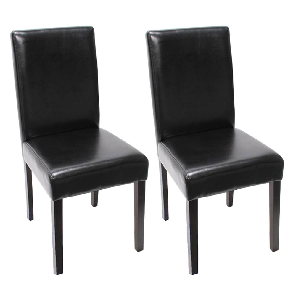 Mendler - Lot de 2 chaises de séjour Littau, cuir reconstitué noir, pieds foncés - Chaises