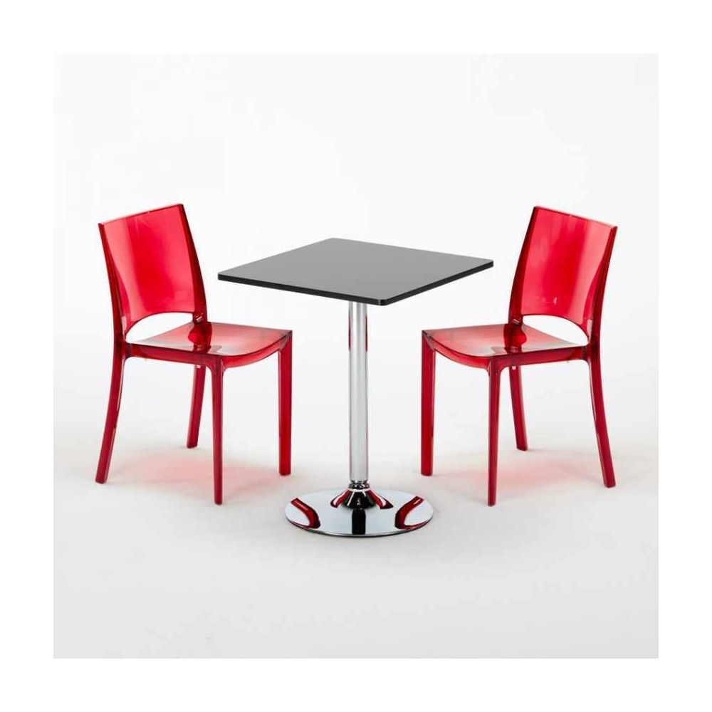 Grand Soleil - Table carré et Ronde avec 2 chaises colo - Chaises