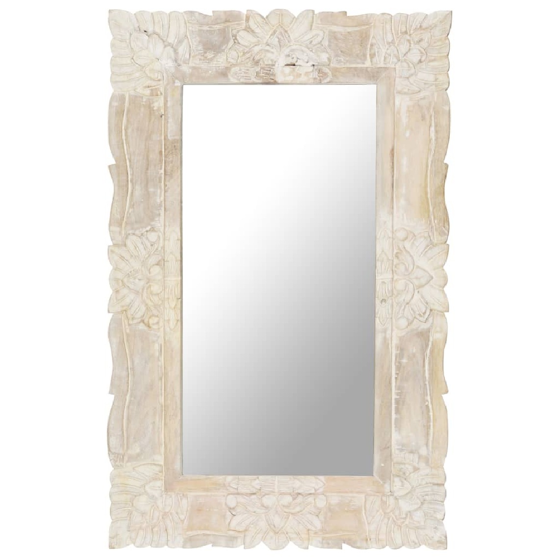 Vidaxl - vidaXL Miroir Blanc 80x50 cm Bois de manguier massif - Miroirs