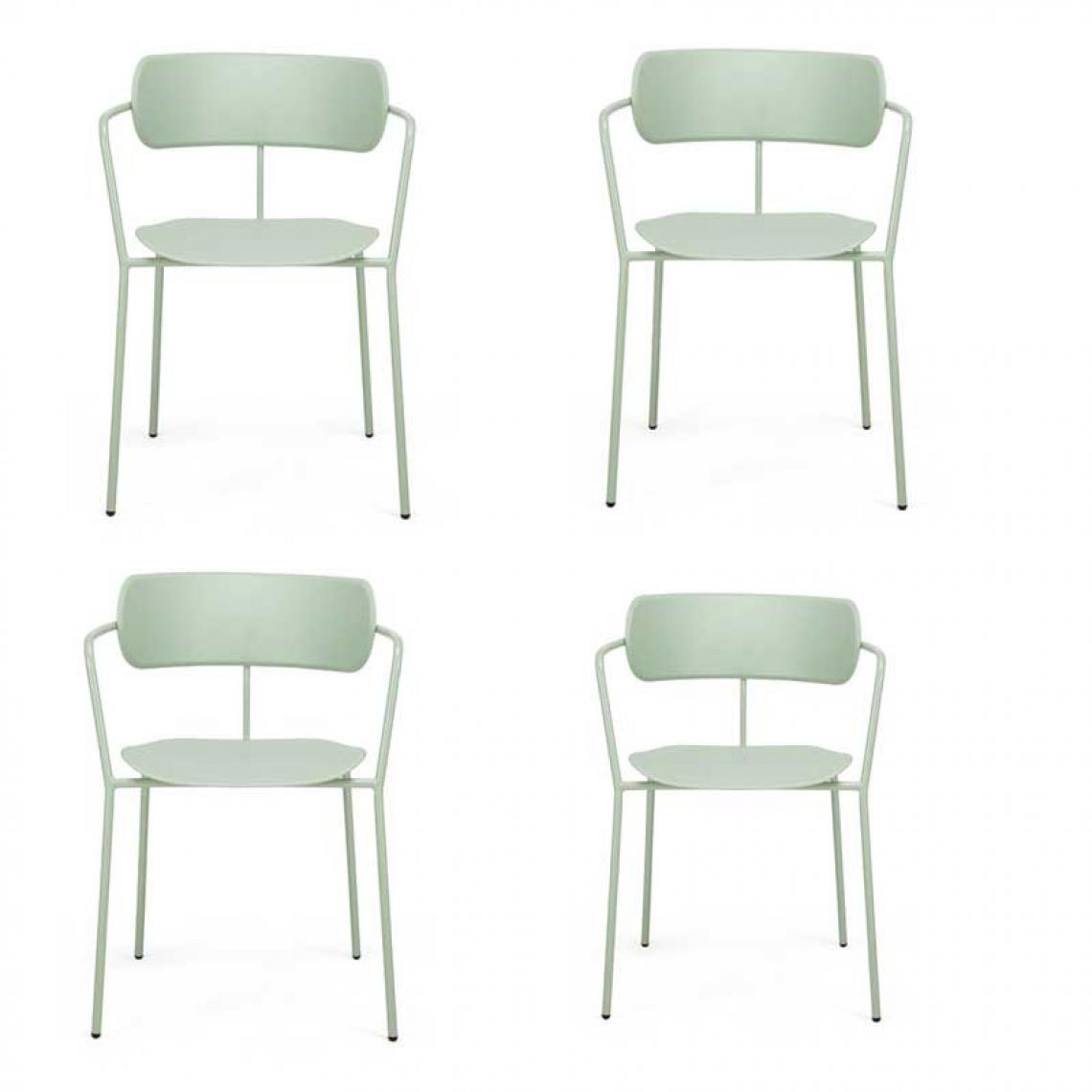 Tousmesmeubles - Quatuor de chaises Vertes - XOF - Chaises