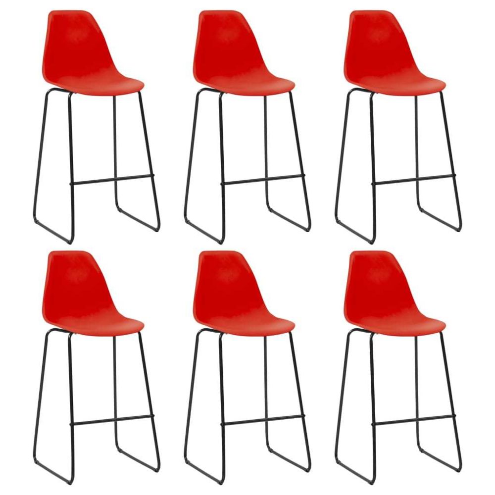 Vidaxl - vidaXL Chaises de bar 6 pcs Rouge Plastique - Tabourets