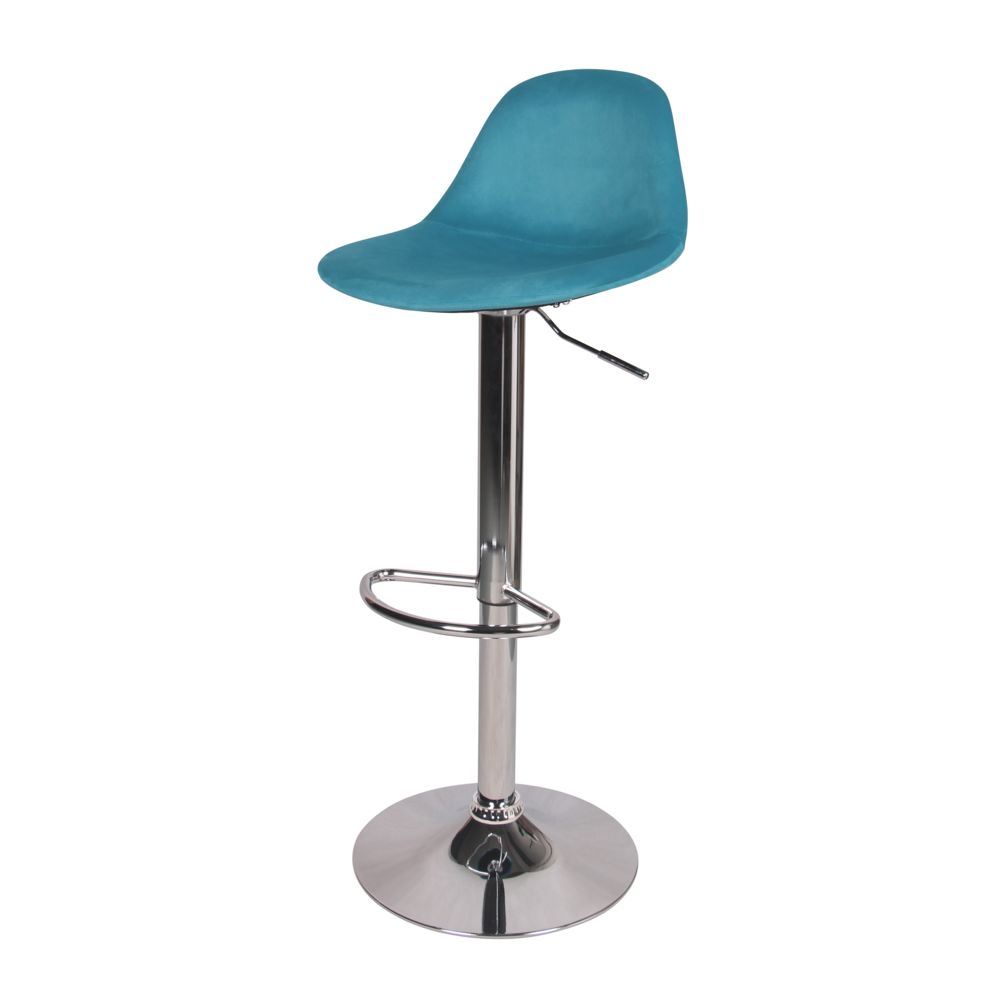 Rendez Vous Deco - Chaise de bar Pavo en velours bleu 60/82 cm - Tabourets