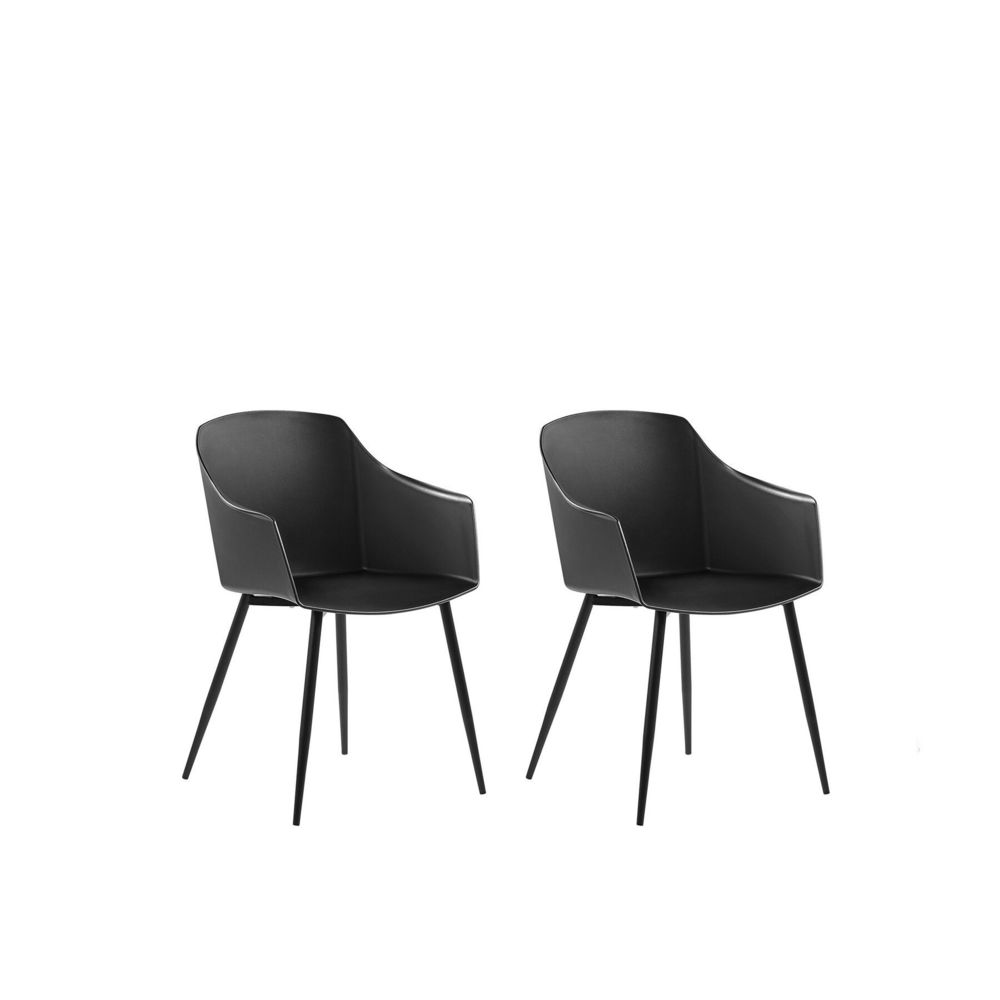 Beliani - Beliani Lot de 2 chaises de salle à manger noires FONDA - blanc - Chaises