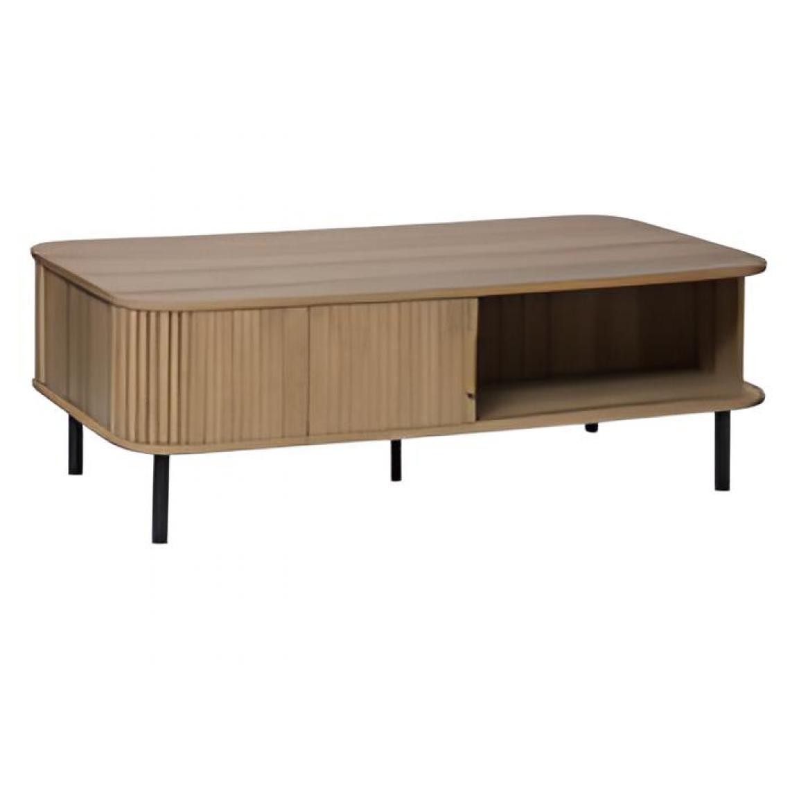 Pegane - Table basse en acier / bois coloris beige - longueur 120 x profondeur 60 x hauteur 41 cm - Tables basses