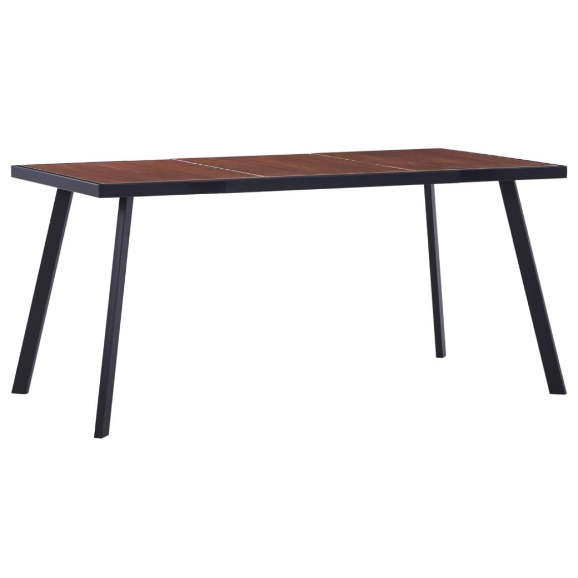 Chunhelife - Table de salle à manger Bois foncé et noir 160x80x75 cm MDF - Tables à manger