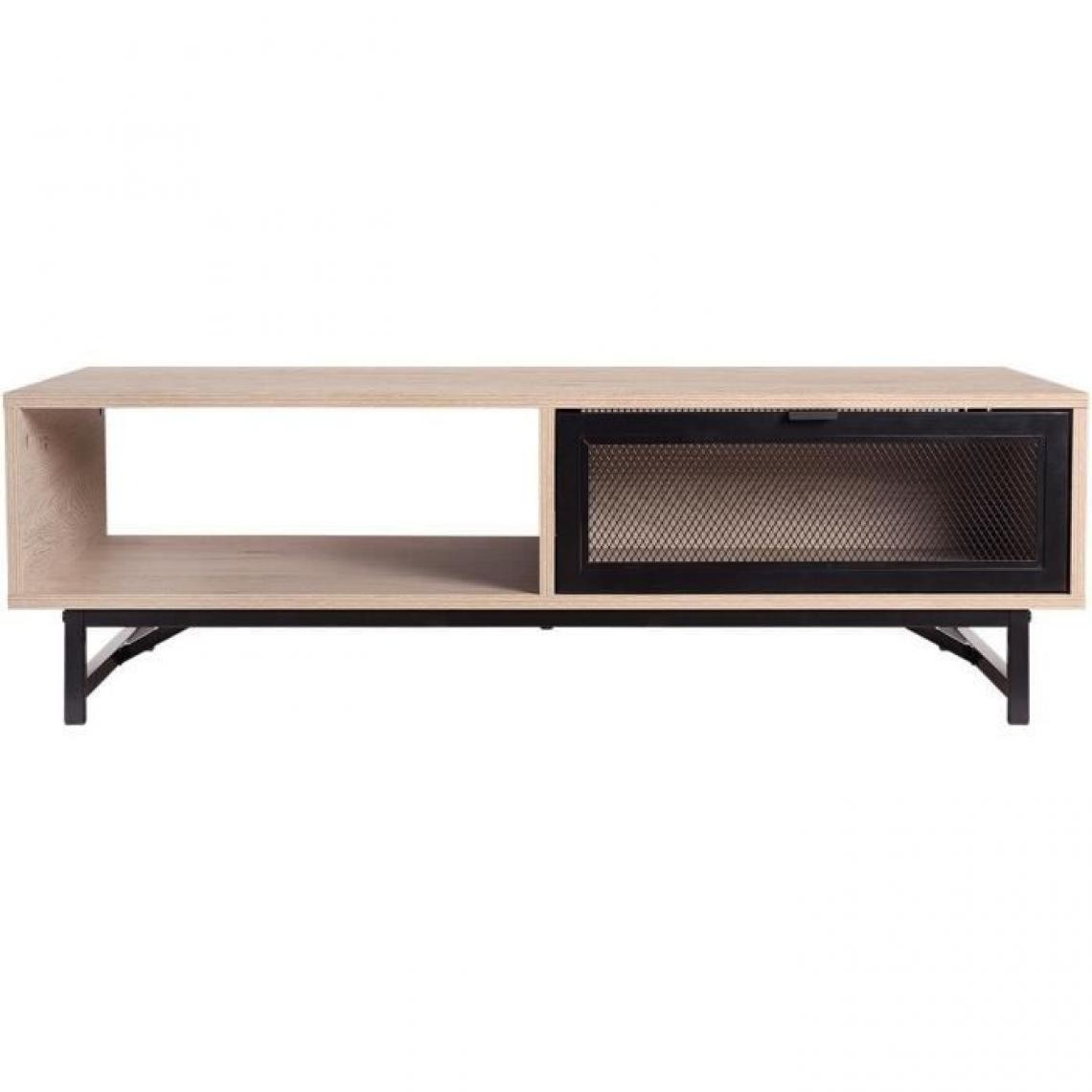 Cstore - Table basse avec 2 tiroirs - Noir et chêne - 110 x 60 x 34 cm - VENTURY - Tables basses
