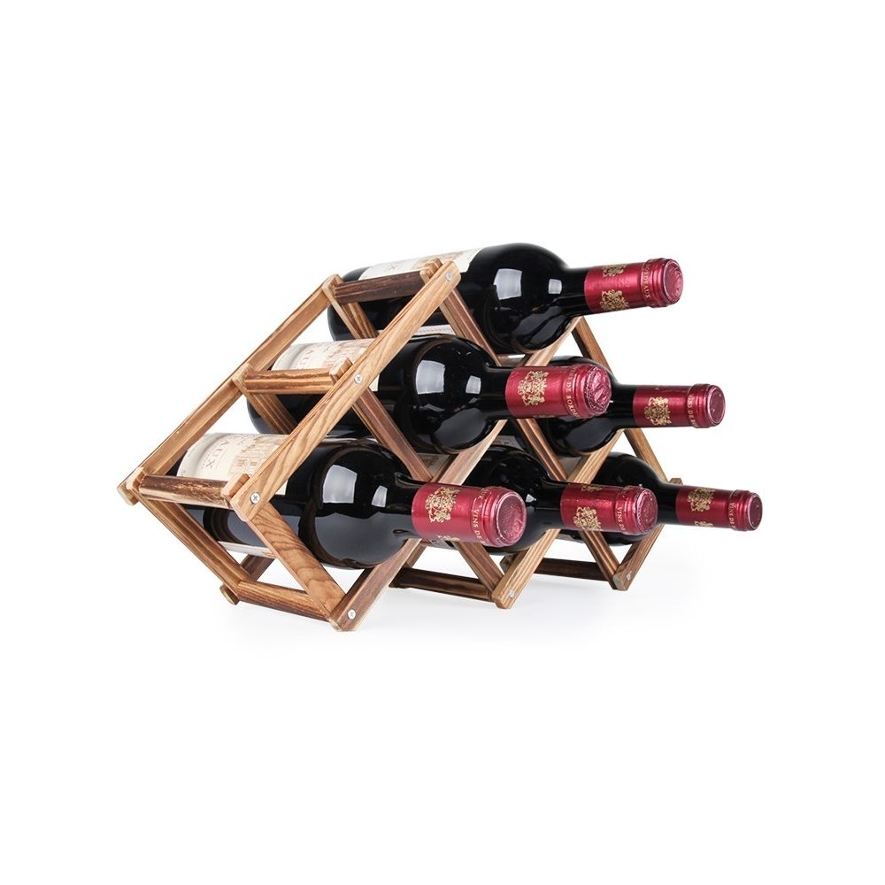 Wewoo - Rangement de Cuisine 6 bouteilles racks support à vin pliable porte-vin en bois bar étagère d'affichage (cuisson au carbone) - Buffets, chiffonniers