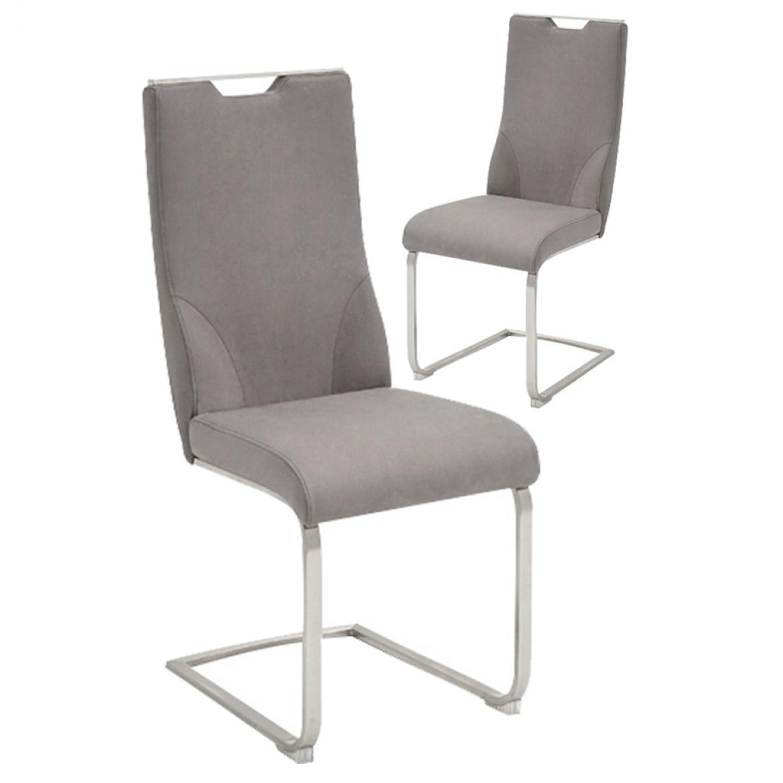 Nouvomeuble - Chaise de salle à manger en cuir gris JULIEN (lot de 2) - Chaises