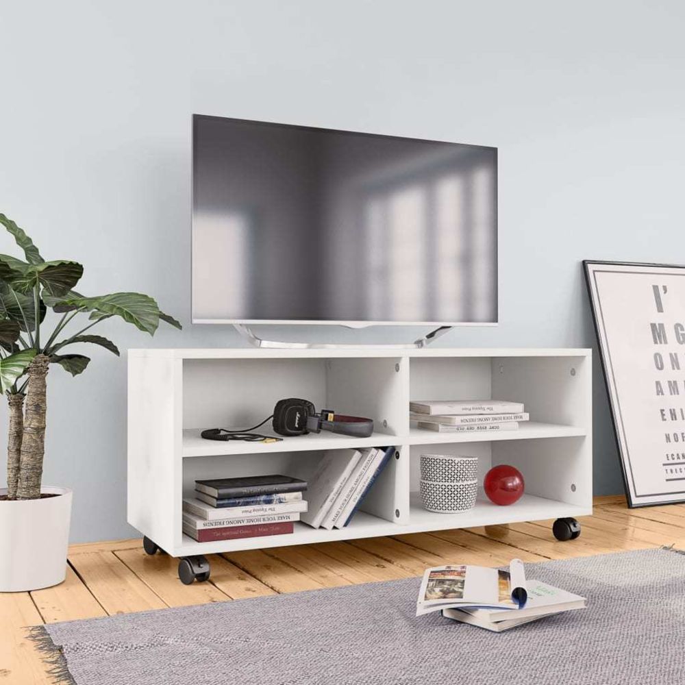 Uco - UCO Meuble TV avec roulettes Blanc 90 x 35 x 35 cm Aggloméré - Meubles TV, Hi-Fi
