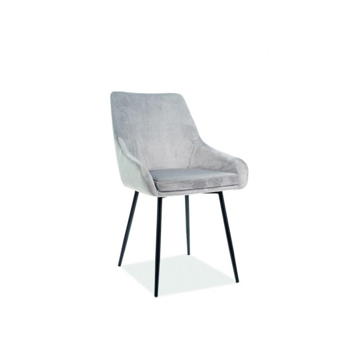 Hucoco - ALNI | Chaise confortable velours style glamour salle à manger bureau | 83x39x45 cm | Tissu velouté | Assise avec coussin - Gris - Chaises