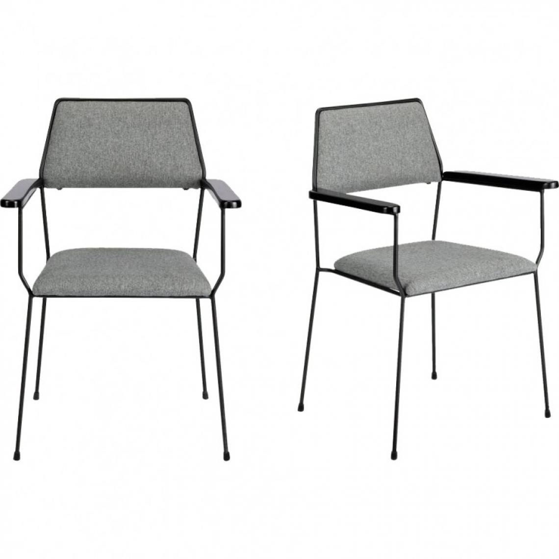 Meubletmoi - Lot de 2 chaises minimaliste en tissu gris avec accoudoirs - TINI 8913 - Chaises