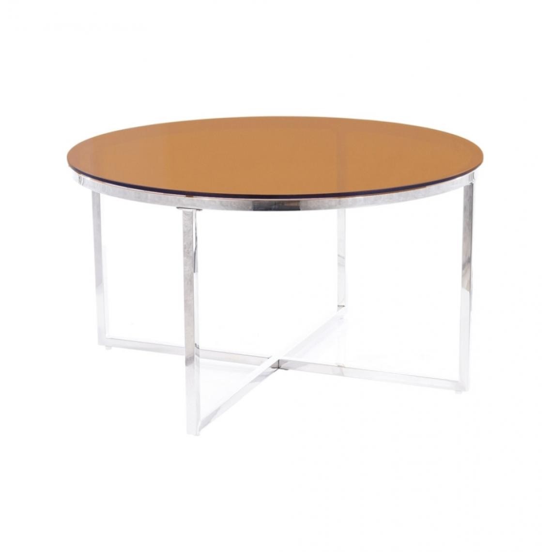 Ac-Deco - Table basse ronde - Crystal - D 80 x H 45 cm - Ambre - Tables basses