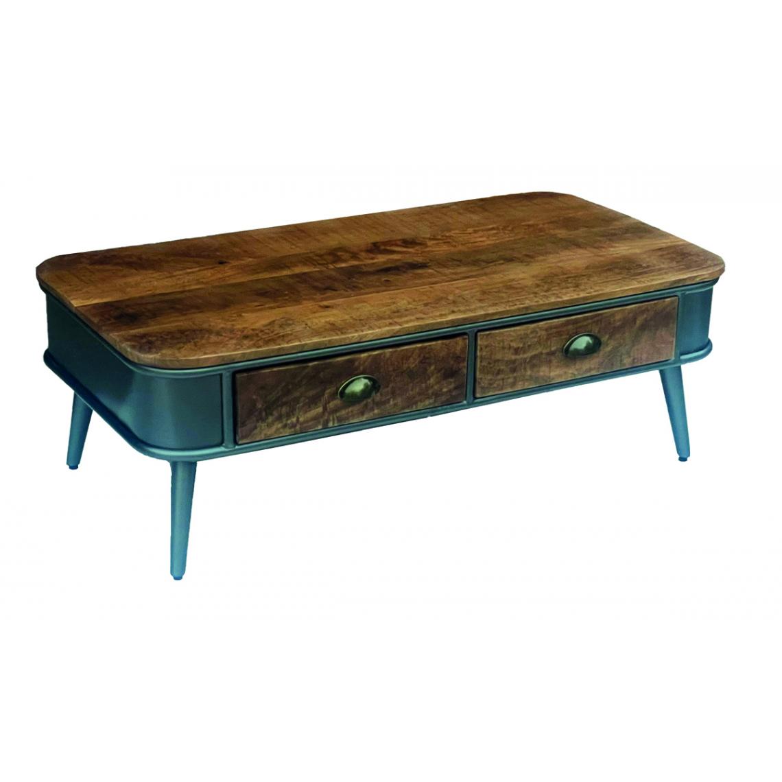 Pegane - Table basse en bois de palissandre et acier coloris naturel / noir - Longueur 115 x Profondeur 65 x hauteur 45 cm - Tables basses
