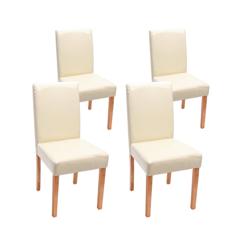 Mendler - Lot de 4 chaises de séjour Littau, cuir reconstitué, crème, pieds clairs - Chaises