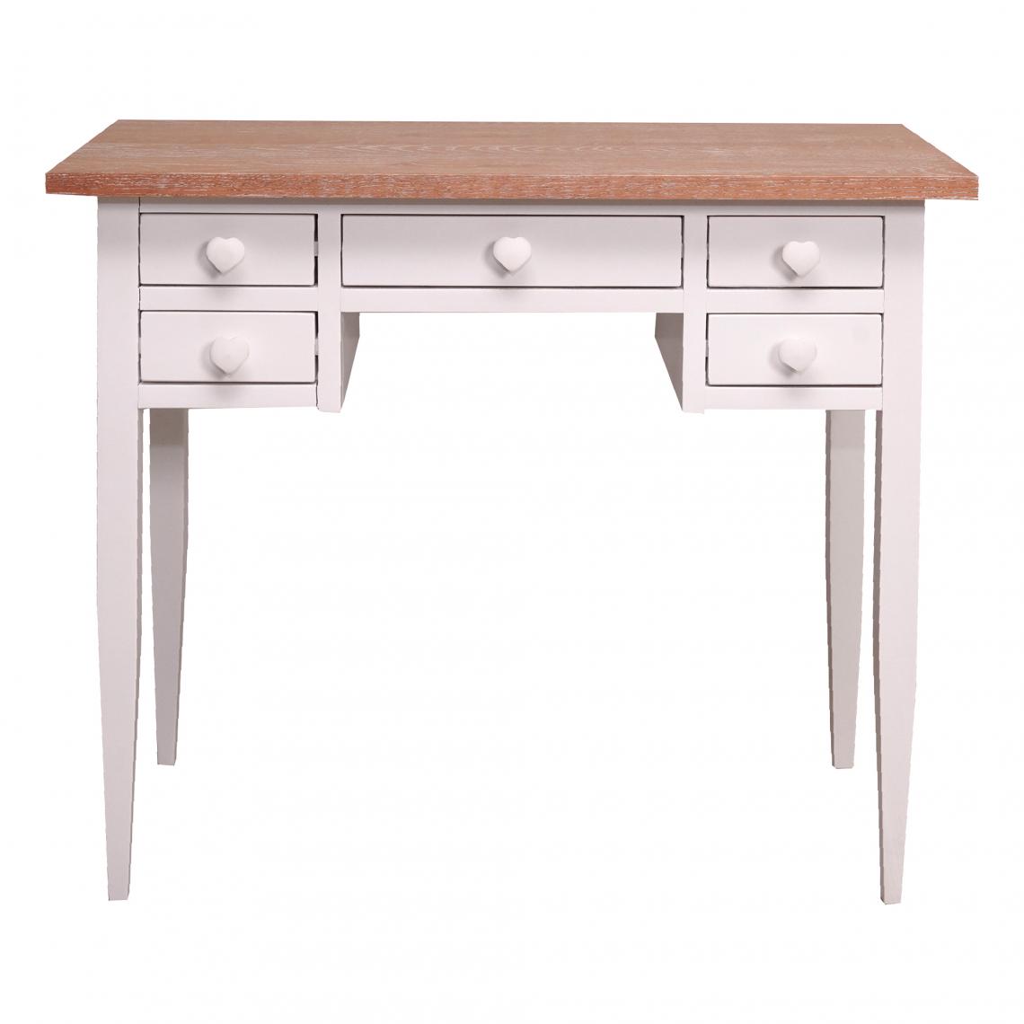 Alter - Table d'étude avec tiroirs, bureau vintage en bois, Made in Italy, 98x50h82 cm, couleur Blanc et Noyer - Tables à manger