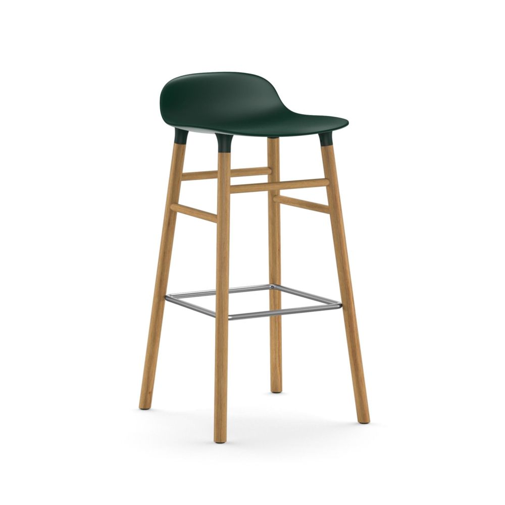 Normann Copenhagen - Chaise de bar Form avec structure en bois - 75 cm - Chêne - vert - Tabourets