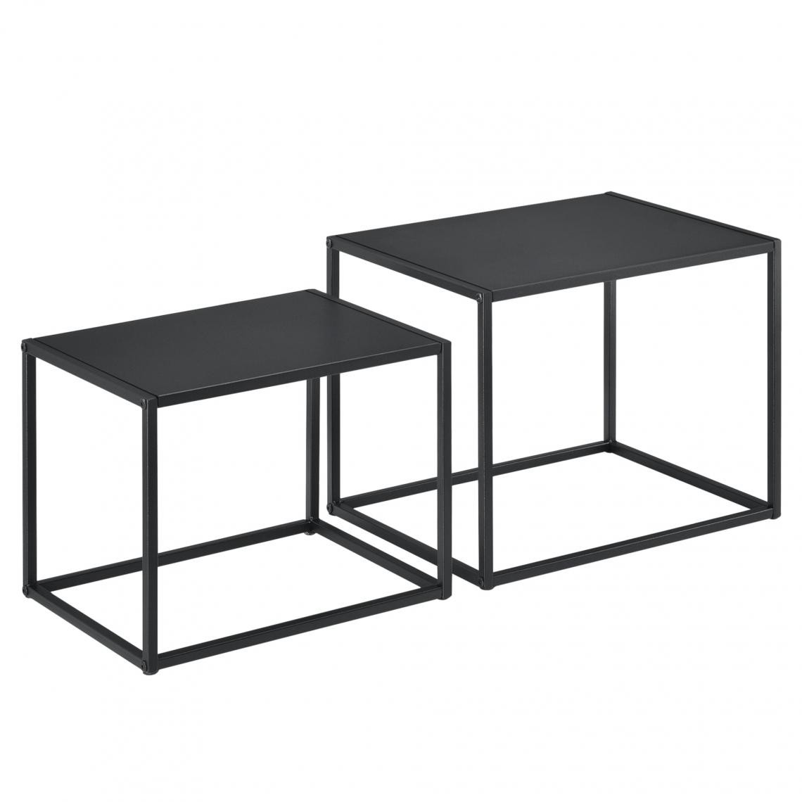 Helloshop26 - Lot de 2 tables basses rectangulaires en métal noir 03_0005782/2 - Tables basses