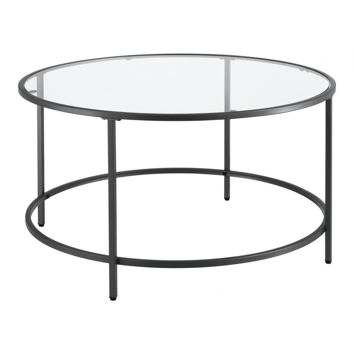 En.Casa - Table Basse Ronde pour Salon Petite Table Stylée Plateau en Verre Pieds en Acier 84 x 45,5 cm Noir [en.casa] - Tables basses